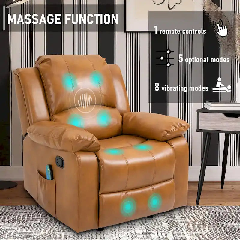 Fauteuil de massage inclinable en similicuir bleu / orange / marron, une place