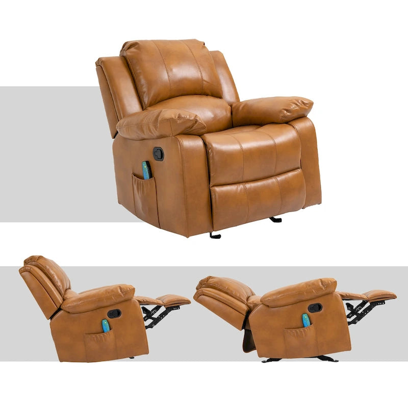Fauteuil de massage inclinable en similicuir bleu / orange / marron, une place