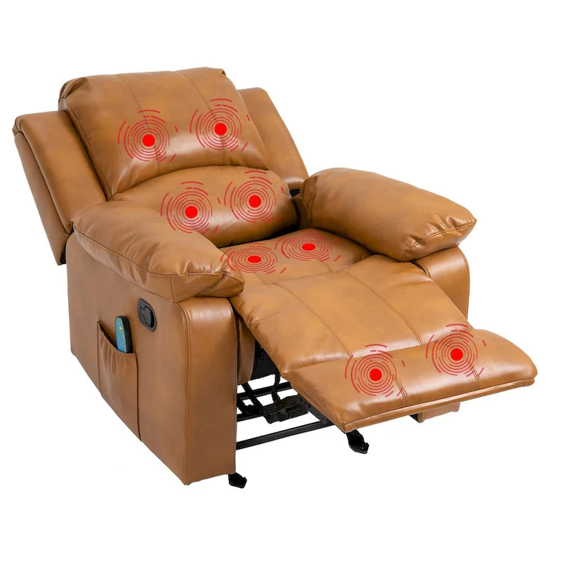 Fauteuil de massage inclinable en similicuir bleu / orange / marron, une place