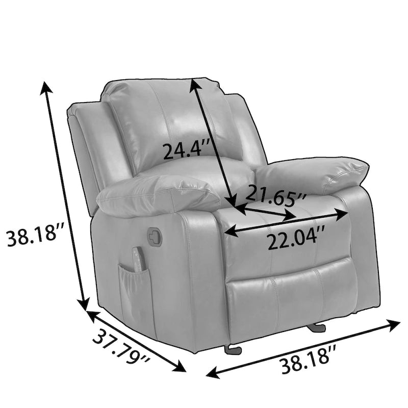 Fauteuil de massage inclinable en similicuir bleu / orange / marron, une place