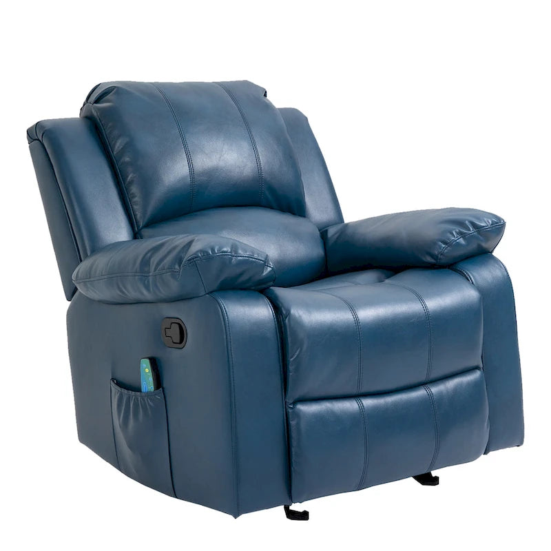 Fauteuil de massage inclinable en similicuir bleu / orange / marron, une place