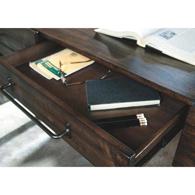 Bureau à domicile en bois brun, style contemporain, 1 personne