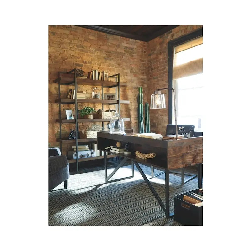 Bureau à domicile en bois brun, style contemporain, 1 personne