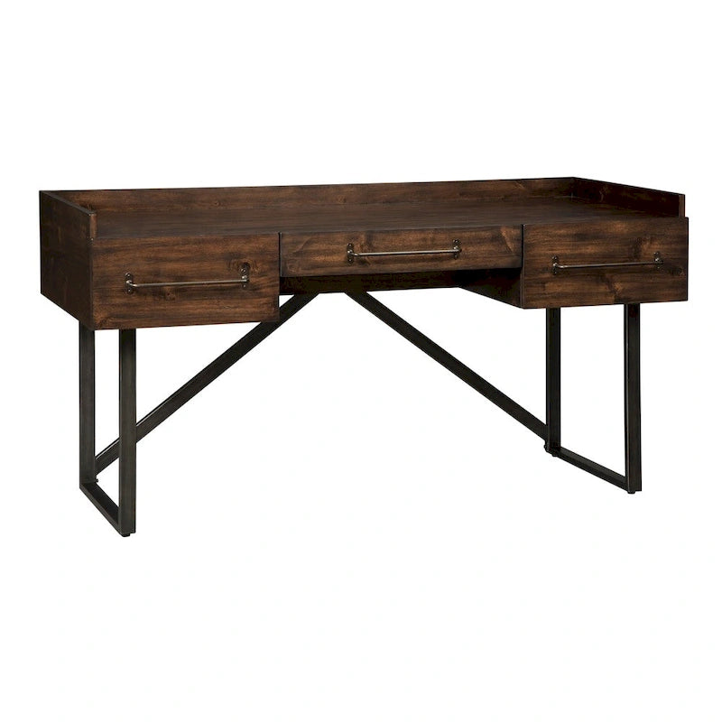 Bureau à domicile en bois brun, style contemporain, 1 personne