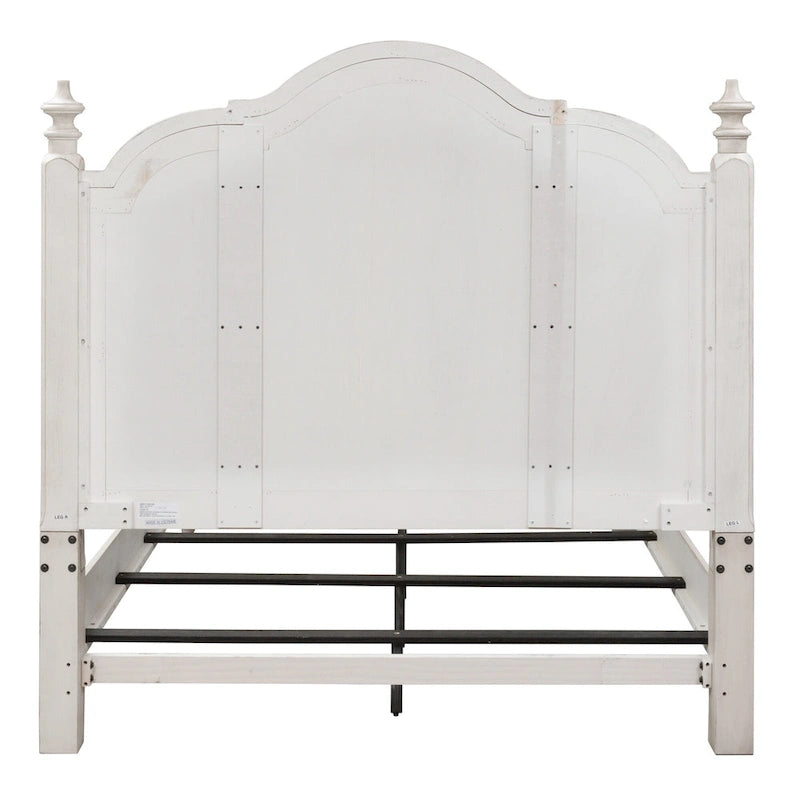 Antique White & Chestnut King Poster Bed, 2-Person