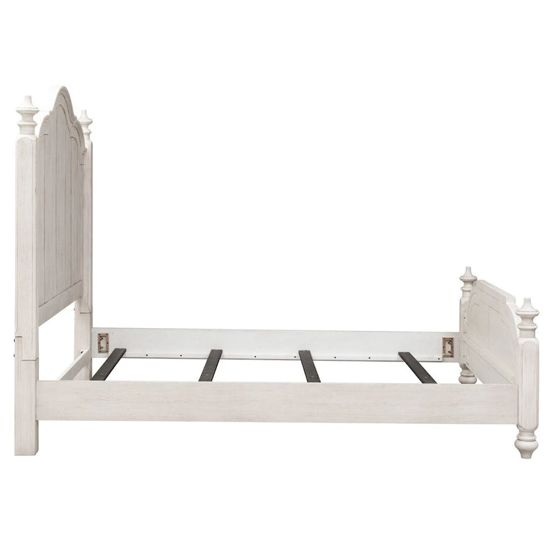 Antique White & Chestnut King Poster Bed, 2-Person