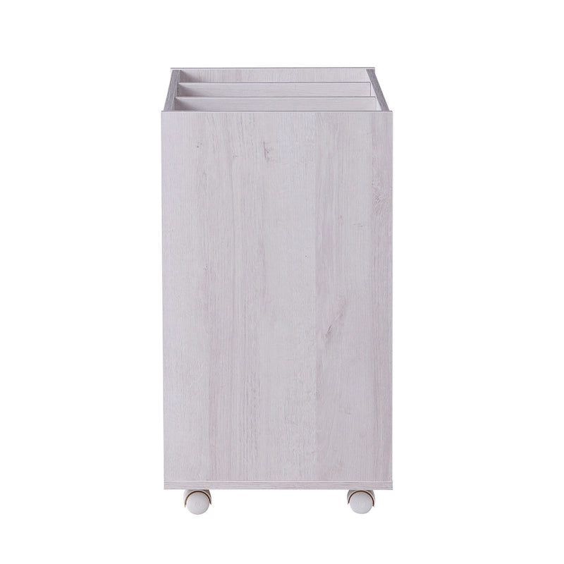 Caisson de classement mobile contemporain à 3 tiroirs rouge cacao/chêne blanc – 1 personne