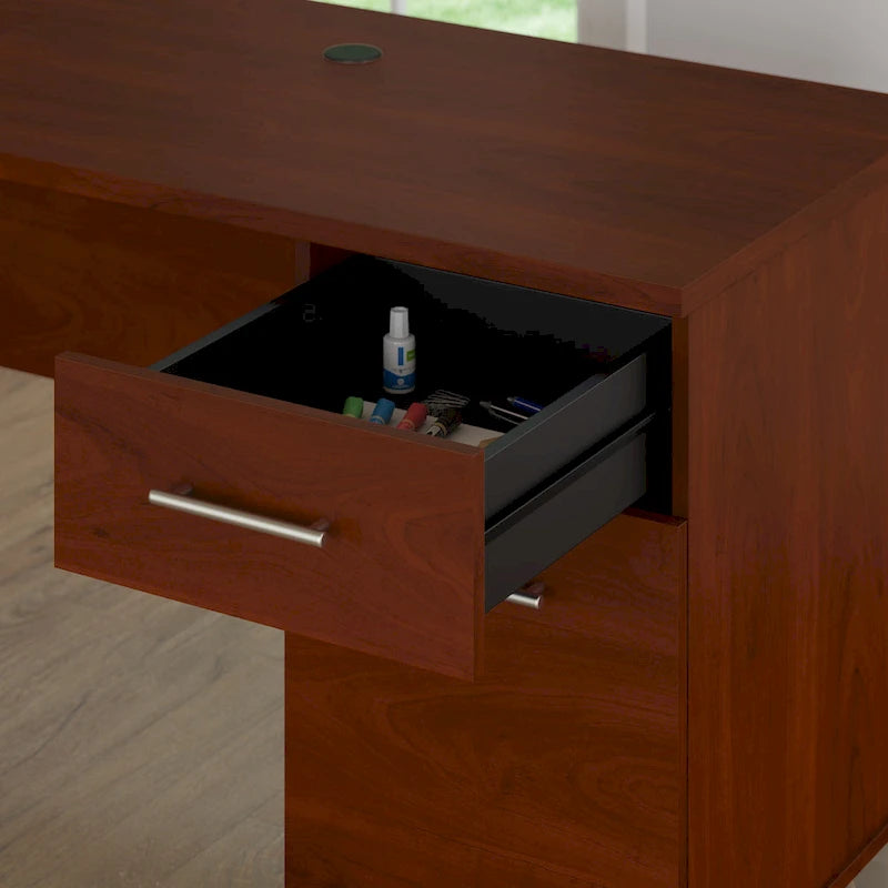 Multicolore | Style de transition | Bureau individuel de 183 cm de large avec tiroirs