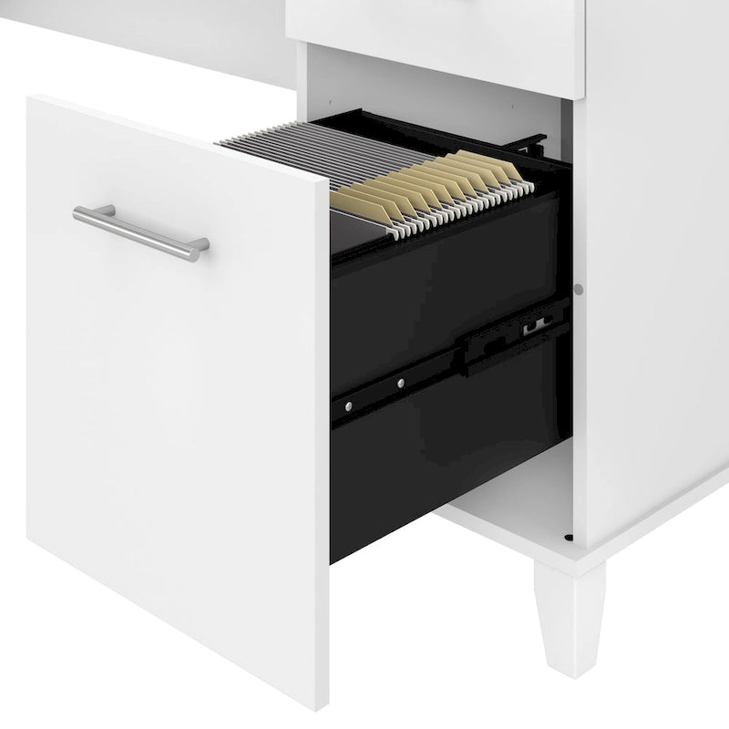 Multicolore | Style de transition | Bureau individuel de 183 cm de large avec tiroirs