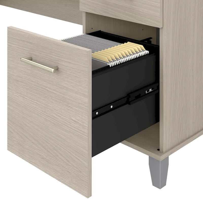Multicolore | Style de transition | Bureau individuel de 183 cm de large avec tiroirs