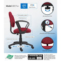 Chaise de bureau mi-haute bordeaux, tissu tweed, usage individuel