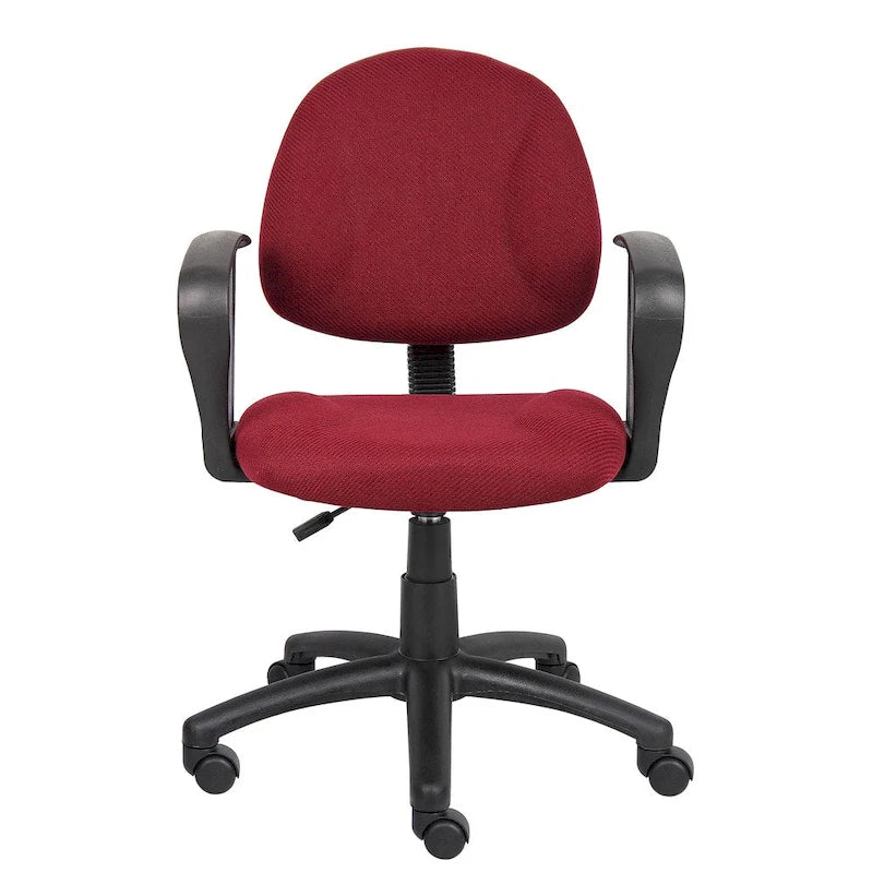 Chaise de bureau mi-haute bordeaux, tissu tweed, usage individuel