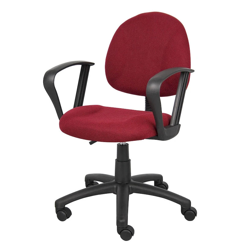 Chaise de bureau mi-haute bordeaux, tissu tweed, usage individuel