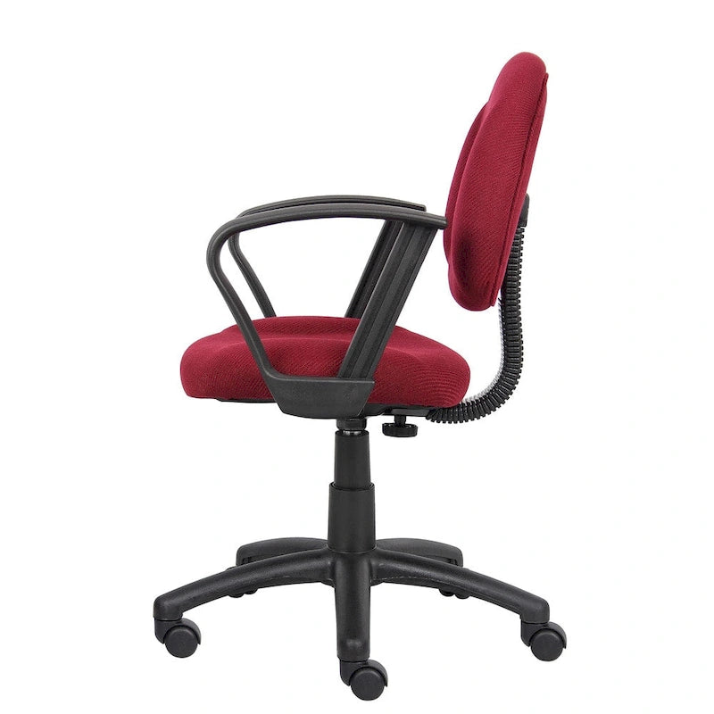 Chaise de bureau mi-haute bordeaux, tissu tweed, usage individuel