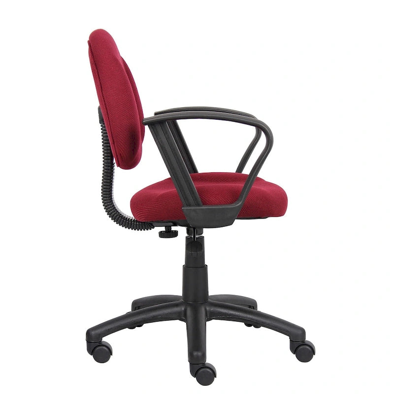 Chaise de bureau mi-haute bordeaux, tissu tweed, usage individuel