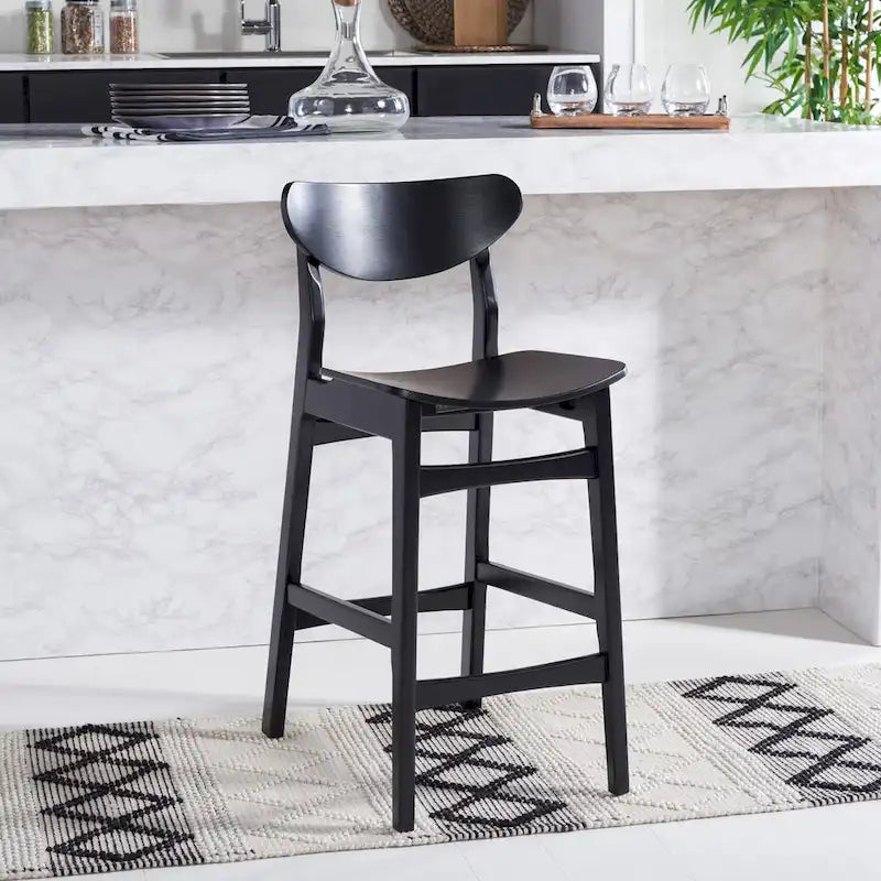 Tabouret de comptoir, style Mid-Century, Noyer / Naturel / Noir / Blanc, 1 place