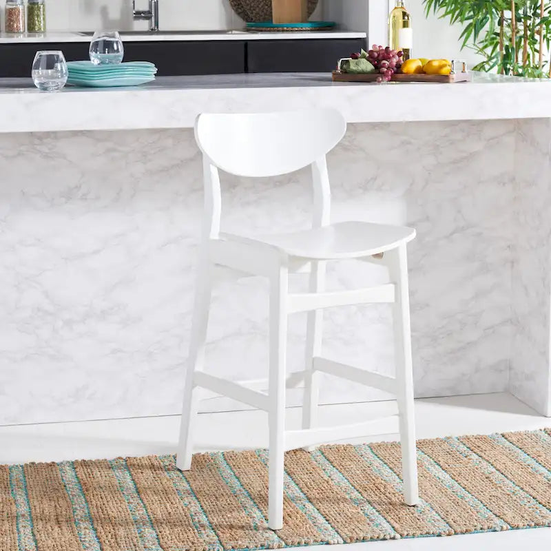 Tabouret de comptoir, style Mid-Century, Noyer / Naturel / Noir / Blanc, 1 place