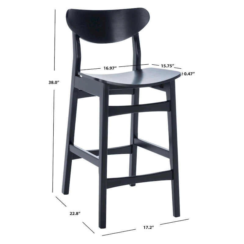 Tabouret de comptoir, style Mid-Century, Noyer / Naturel / Noir / Blanc, 1 place