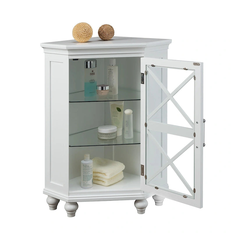 Meuble d'angle de sol blanc brillant, une porte, pour une personne