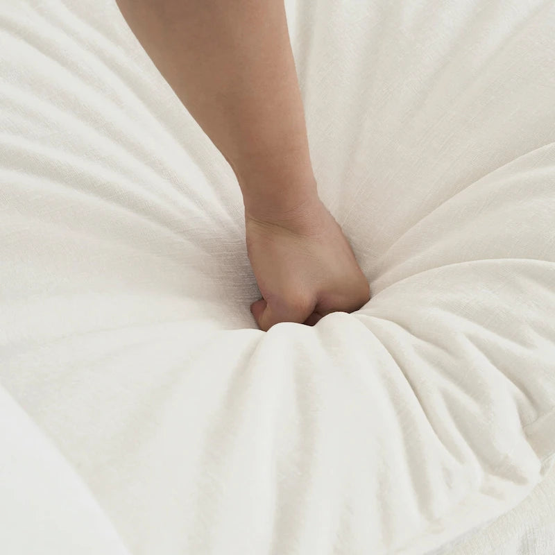 Fauteuil d'appoint en chenille blanche avec pouf, fauteuil 1 place pour salon / chambre à coucher