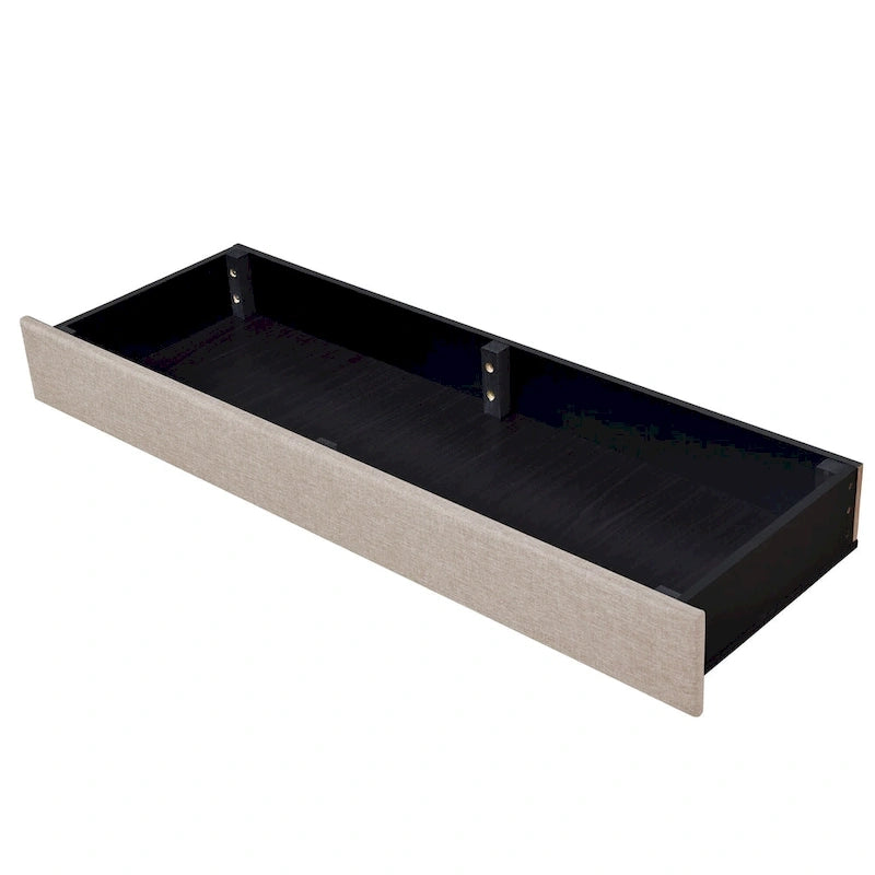 Lit double avec rangement hydraulique, lin beige, 2 places