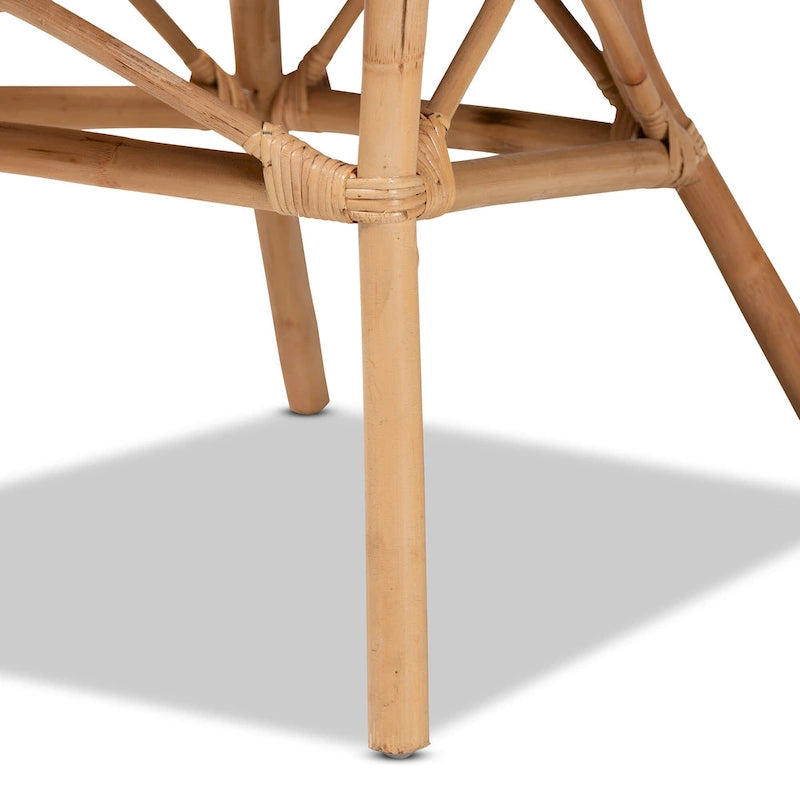 Chaise de salle à manger bohème en rotin blanc et marron naturel, lot de 1