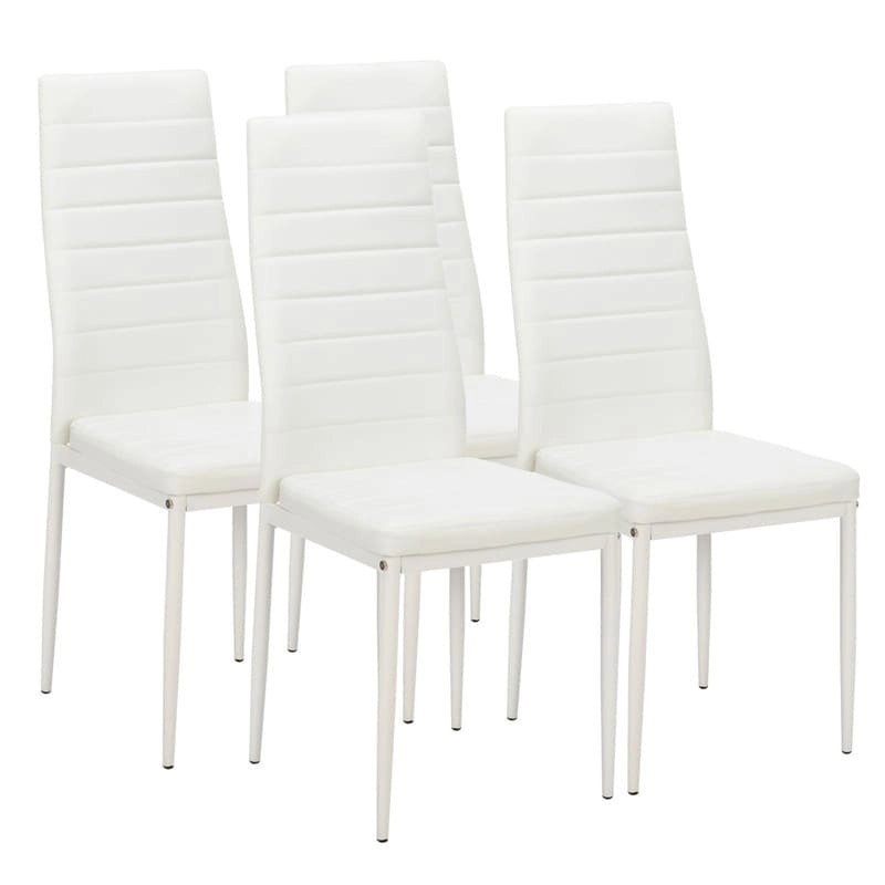 Chaises de salle à manger hautes en PU, rayées, blanc/noir, lot de 4