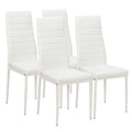 Chaises de salle à manger hautes en PU, rayées, blanc/noir, lot de 4