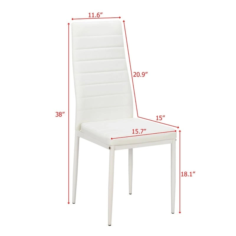 Chaises de salle à manger hautes en PU, rayées, blanc/noir, lot de 4