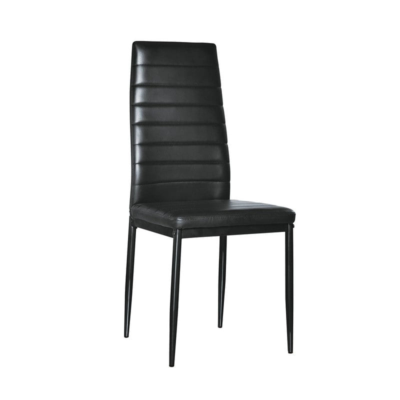 Chaises de salle à manger hautes en PU, rayées, blanc/noir, lot de 4