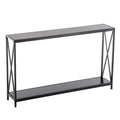 Console étroite noire/grise avec cadre en fer en croix, assemblage par 1 personne