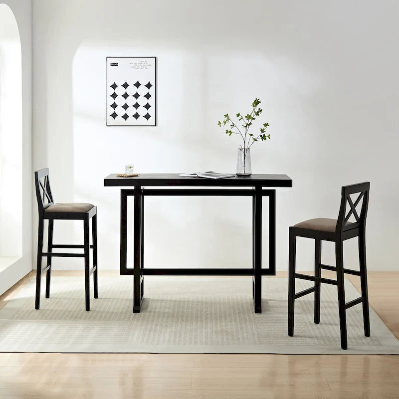 Table de bistrot en bois naturel, hauteur comptoir, pour 2 à 4 personnes