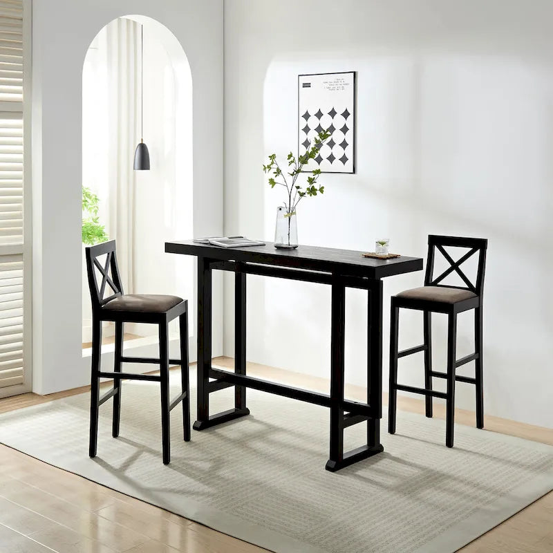 Table de bistrot en bois naturel, hauteur comptoir, pour 2 à 4 personnes