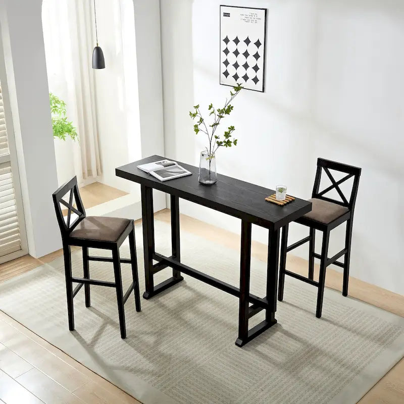 Table de bistrot en bois naturel, hauteur comptoir, pour 2 à 4 personnes