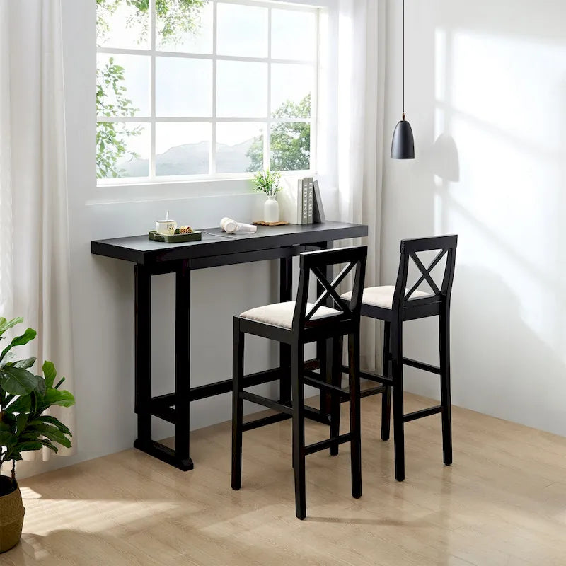 Table de bistrot en bois naturel, hauteur comptoir, pour 2 à 4 personnes