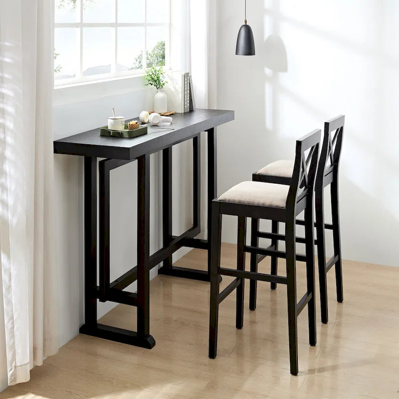 Table de bistrot en bois naturel, hauteur comptoir, pour 2 à 4 personnes