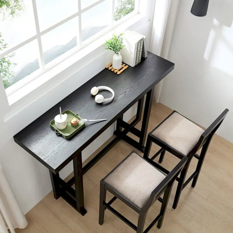 Table de bistrot en bois naturel, hauteur comptoir, pour 2 à 4 personnes
