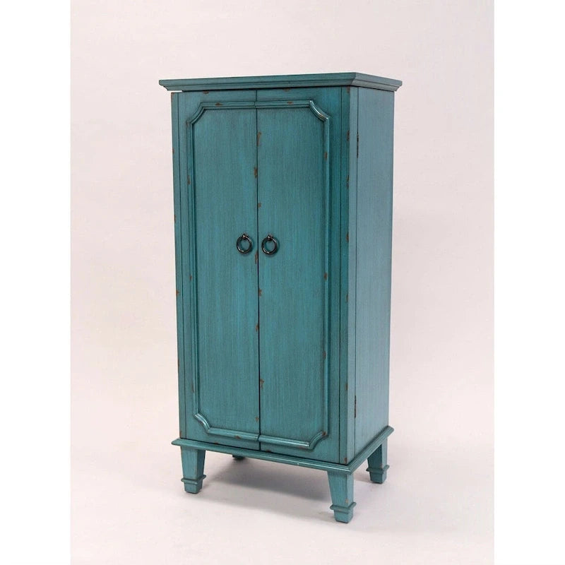 Armoire à bijoux peinte à la main, turquoise, simple