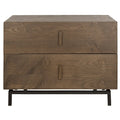 Cabinet de rangement à 2 tiroirs marron foncé/gris – Commode en bois sur cadre en métal noir