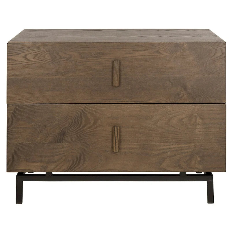 Cabinet de rangement à 2 tiroirs marron foncé/gris – Commode en bois sur cadre en métal noir