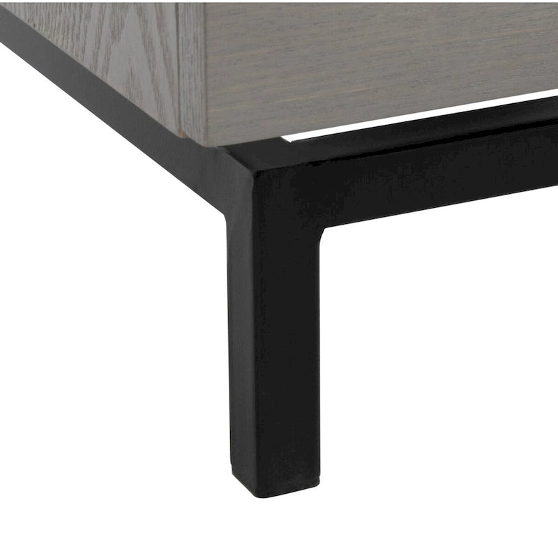 Cabinet de rangement à 2 tiroirs marron foncé/gris – Commode en bois sur cadre en métal noir