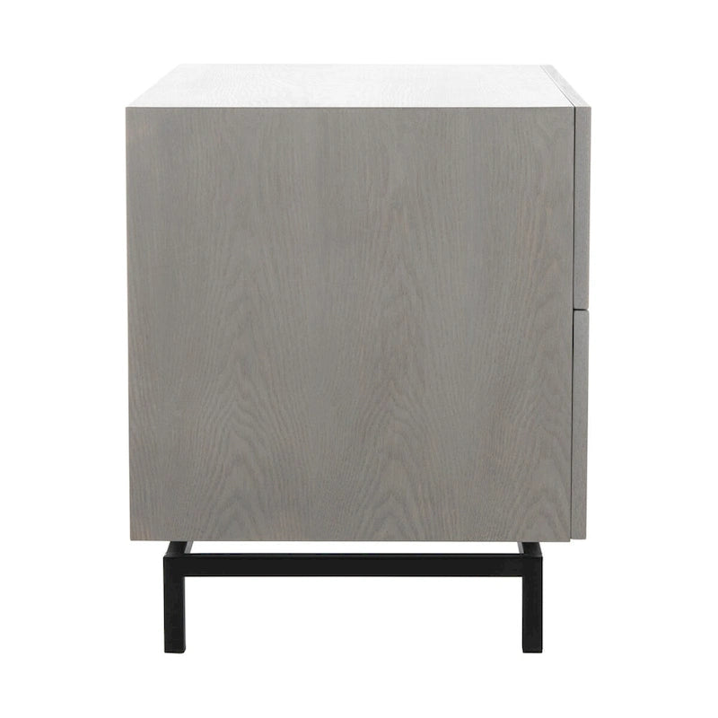 Cabinet de rangement à 2 tiroirs marron foncé/gris – Commode en bois sur cadre en métal noir