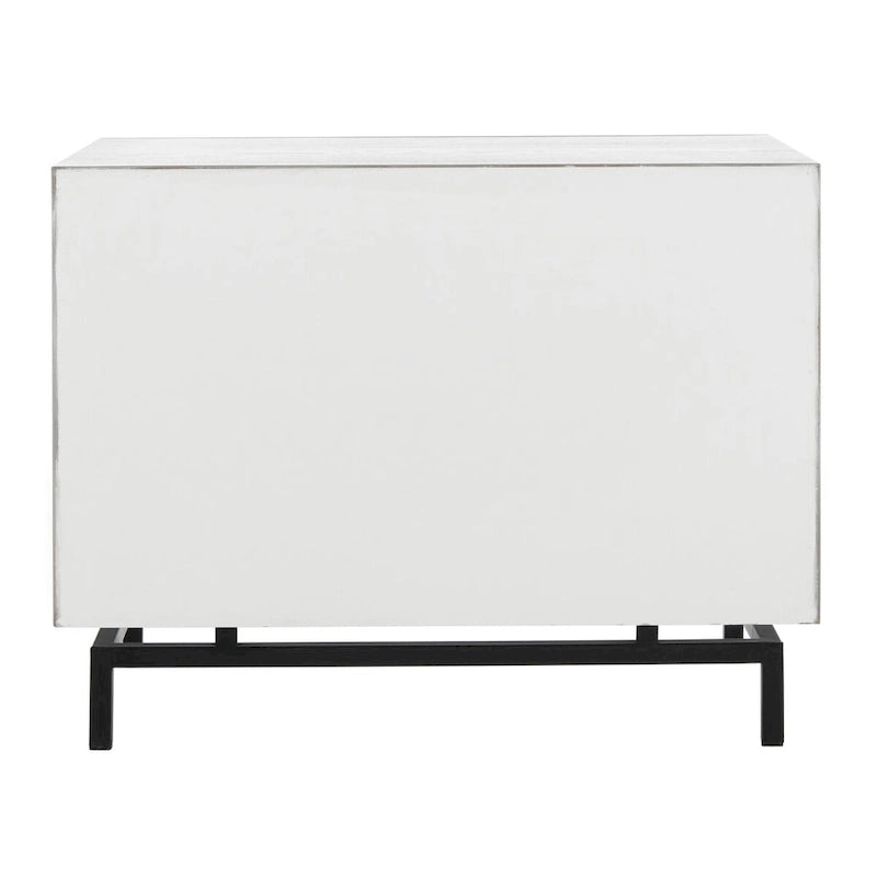 Cabinet de rangement à 2 tiroirs marron foncé/gris – Commode en bois sur cadre en métal noir