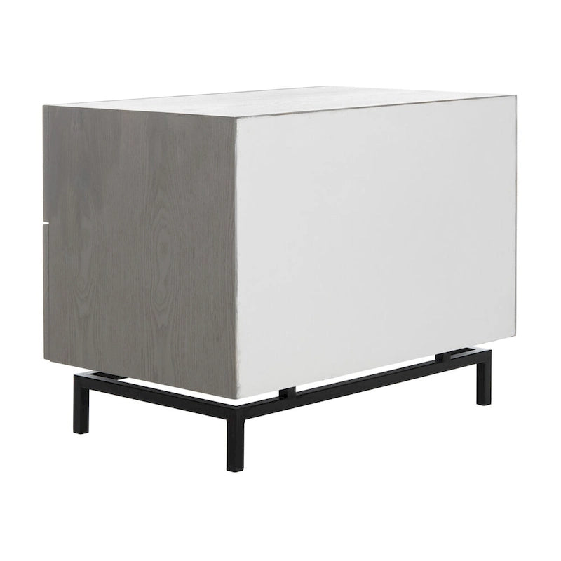 Cabinet de rangement à 2 tiroirs marron foncé/gris – Commode en bois sur cadre en métal noir