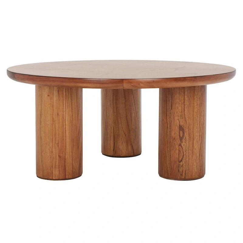 Table basse ronde naturelle à 3 pieds, pour 2 à 4 personnes