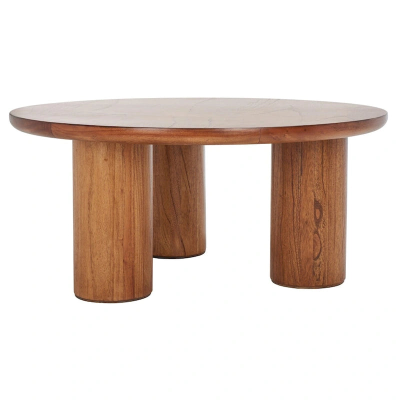 Table basse ronde naturelle à 3 pieds, pour 2 à 4 personnes