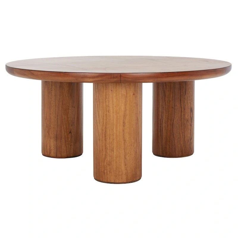 Table basse ronde naturelle à 3 pieds, pour 2 à 4 personnes