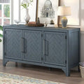 Buffet 3 portes bleu marine et gris avec étagères réglables