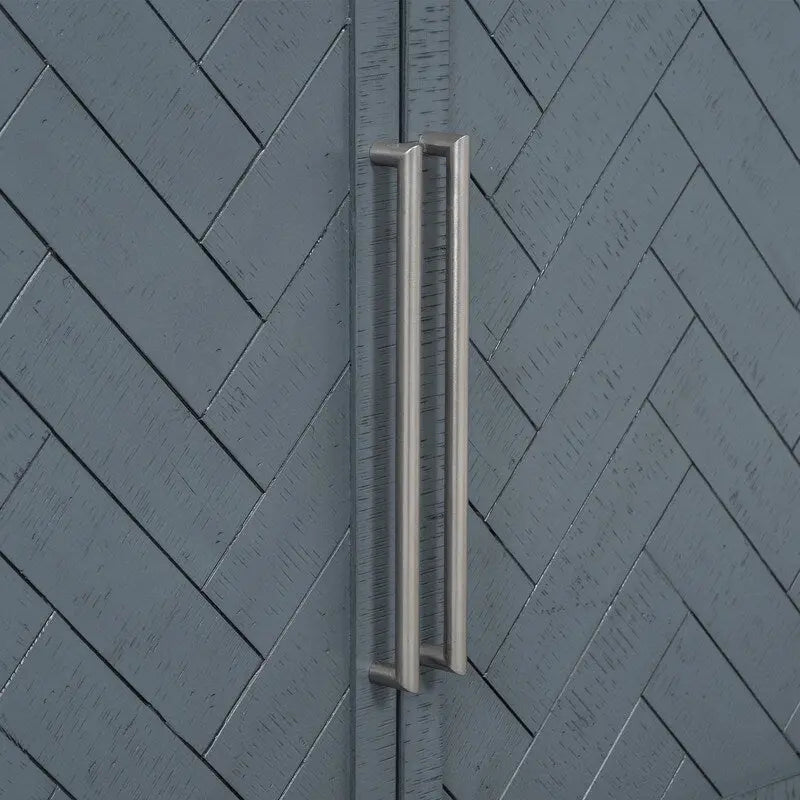 Buffet 3 portes bleu marine et gris avec étagères réglables