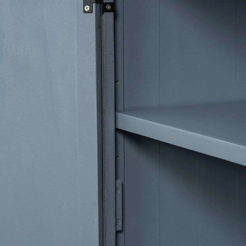Buffet 3 portes bleu marine et gris avec étagères réglables